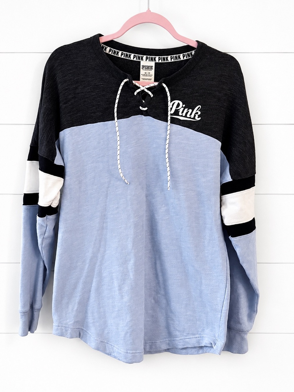 Victoria’s Secret PINK Lace-Up Varsity Long Sleeve Top